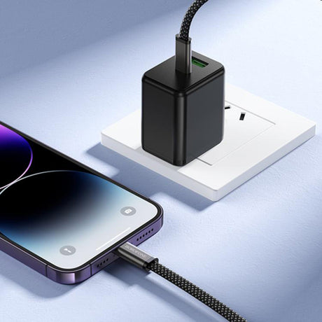 Cablu Borofone Peace (BX124), USB-C la Lightning, 30W, 1m, Negru