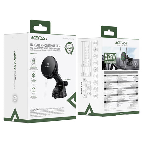 Suport Magnetic de Masina. Qi2, 25W, Functie Racire - Acefast (D67) - Black