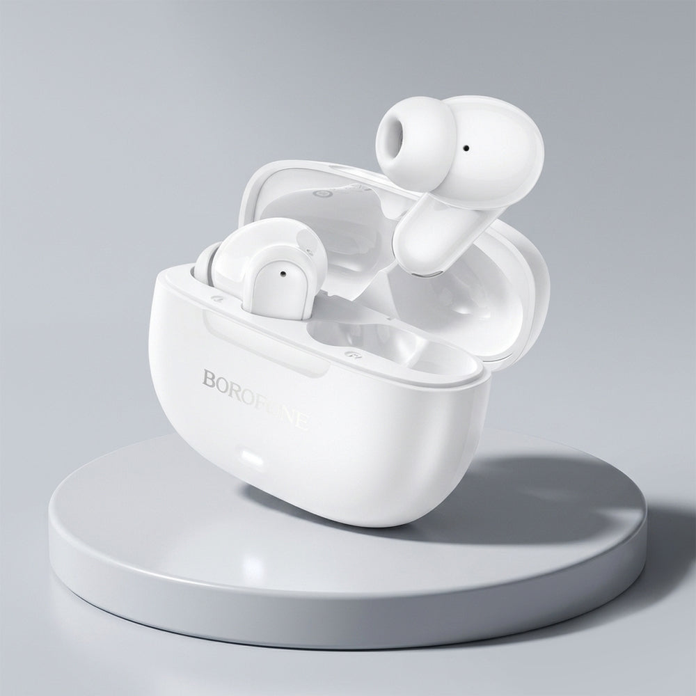 Casti Borofone Mellow (BW96), Bluetooth V6.0, ANC + ENC, Alb