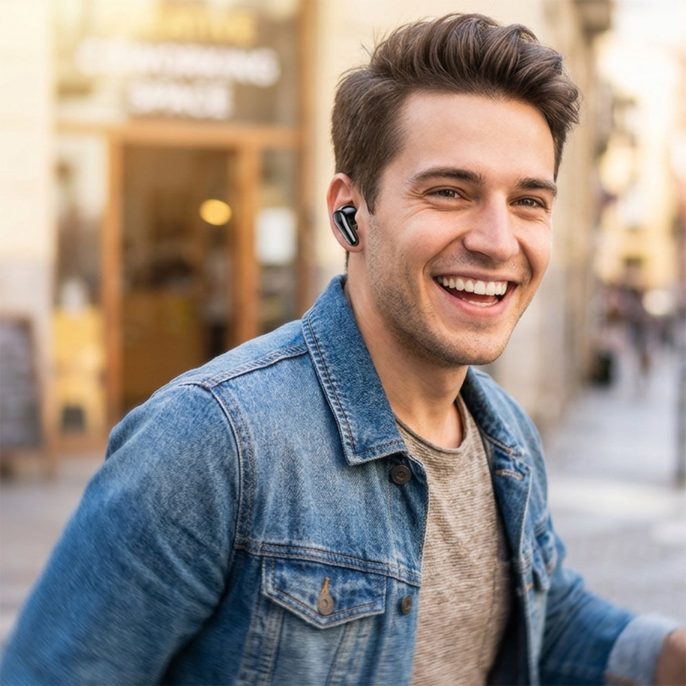 Casti Borofone Mellow (BW96), Bluetooth V6.0, ANC + ENC, Alb