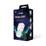 Adaptor 3mk incharge® Globe 45W, 2x USB-C, Alb
