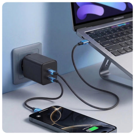 Incarcator 3mk Hyper, 2x USB-C, PD 45W, GaN, Negru