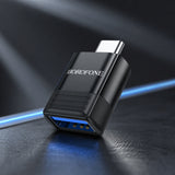 Adaptor Borofone OTG (BV18), USB-C la USB 3.0, Incarcare & Transfer, Negru