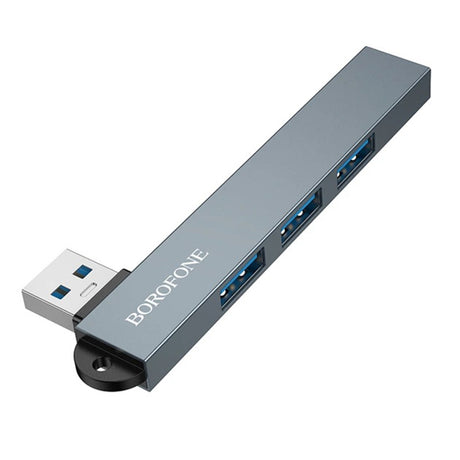 Hub Borofone FH1, USB 3x USB 2.0 + USB 3.0, Gri