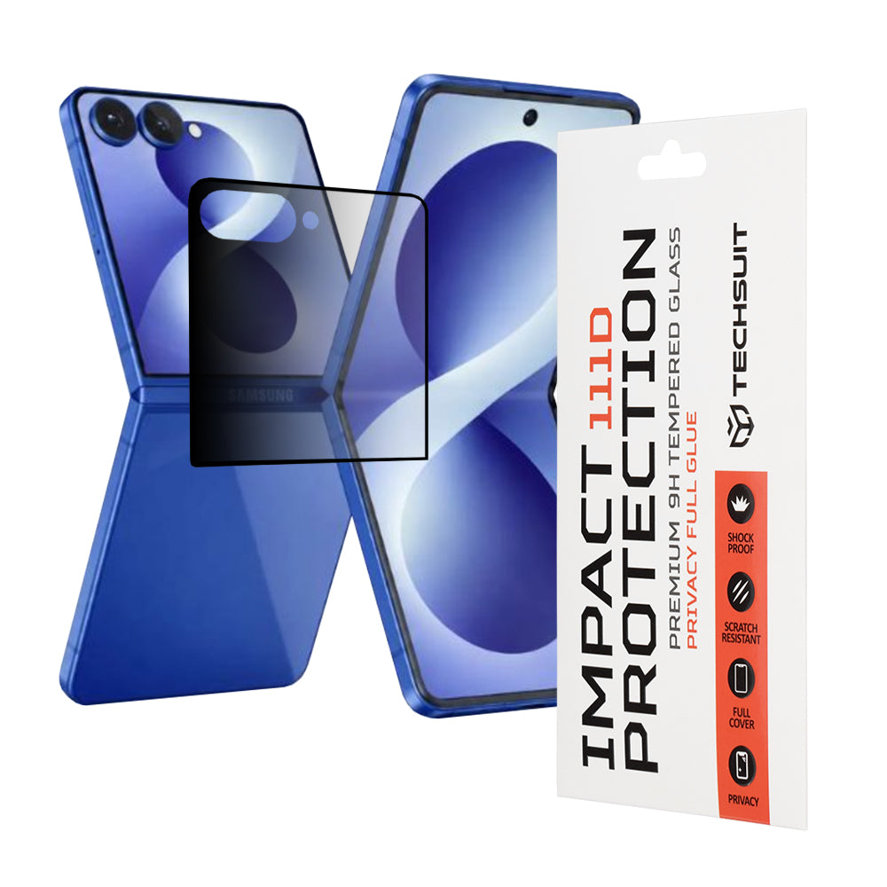 Folie de protectie Techsuit 111D Privacy Full Glue compatibil cu Samsung Galaxy Z Flip8, Negru