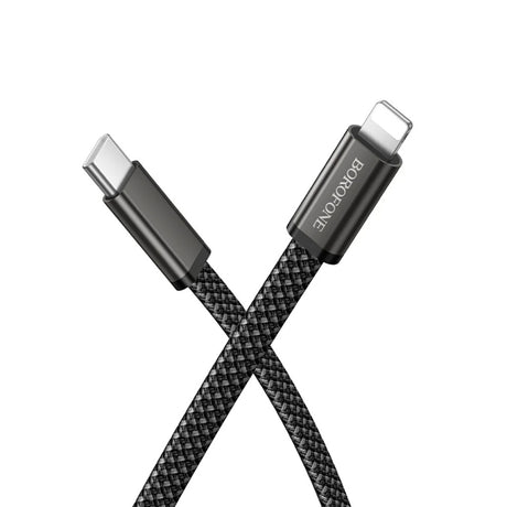 Cablu Borofone Peace (BX124), USB-C la Lightning, 30W, 1m, Negru