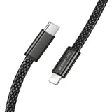 Cablu Borofone Peace (BX124), USB-C la Lightning, 30W, 1m, Negru