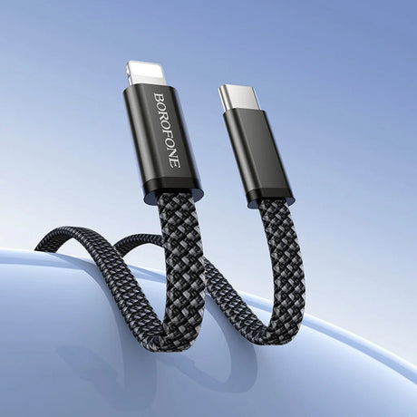 Cablu Borofone Peace (BX124), USB-C la Lightning, 30W, 1m, Negru