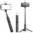 Suport Techsuit Selfie Stick (Q12S), Stable Tripod Mount with Bluetooth Remote and LED Light, 75cm, Negru