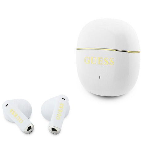 Casti Half-in-ear, BT, TWS - Guess Glossy Gold Line Classic (GUTWSG3HGECH) - White