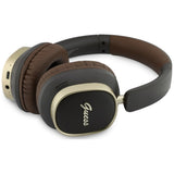 Casti Wireless Guess Rectangle Metal Script (GUBHV28HGCSMW), Over-ear, Bluetooth, ENC, Maro