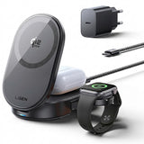 Incarcator Lisen (W121), Wireless 3-in-1, 25W, MagSafe, Negru