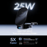 Incarcator Lisen (W121), Wireless 3-in-1, 25W, MagSafe, Negru