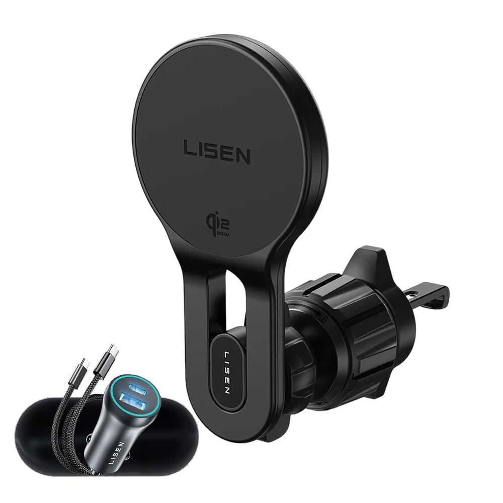 Suport Masina cu Prindere in Grila, Alimentare Wireless, 25W Max. - Lisen W704 Pro (YL0225090003) - Black