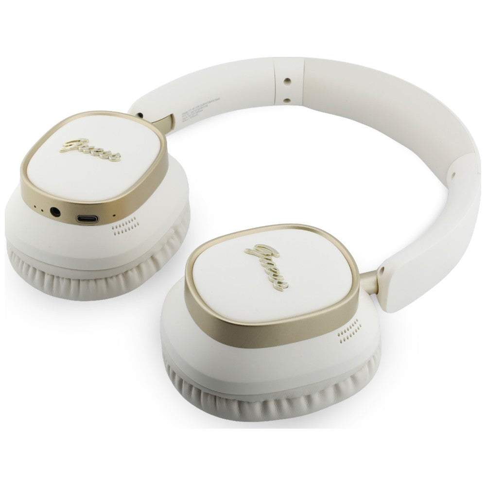 Casti Wireless Guess Rectangle Metal Script (GUBHV28HGCSME), Bluetooth, ENC, Alb