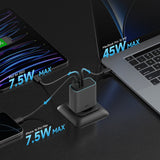 Incarcator Cuktech (AD653C), 2x USB-C / 1x USB-A, 65W GaN, Gri