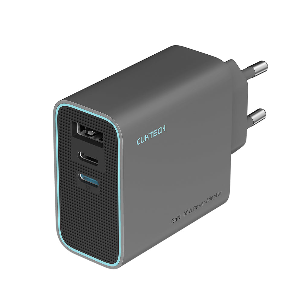 Incarcator Cuktech (AD653C), 2x USB-C / 1x USB-A, 65W GaN, Gri