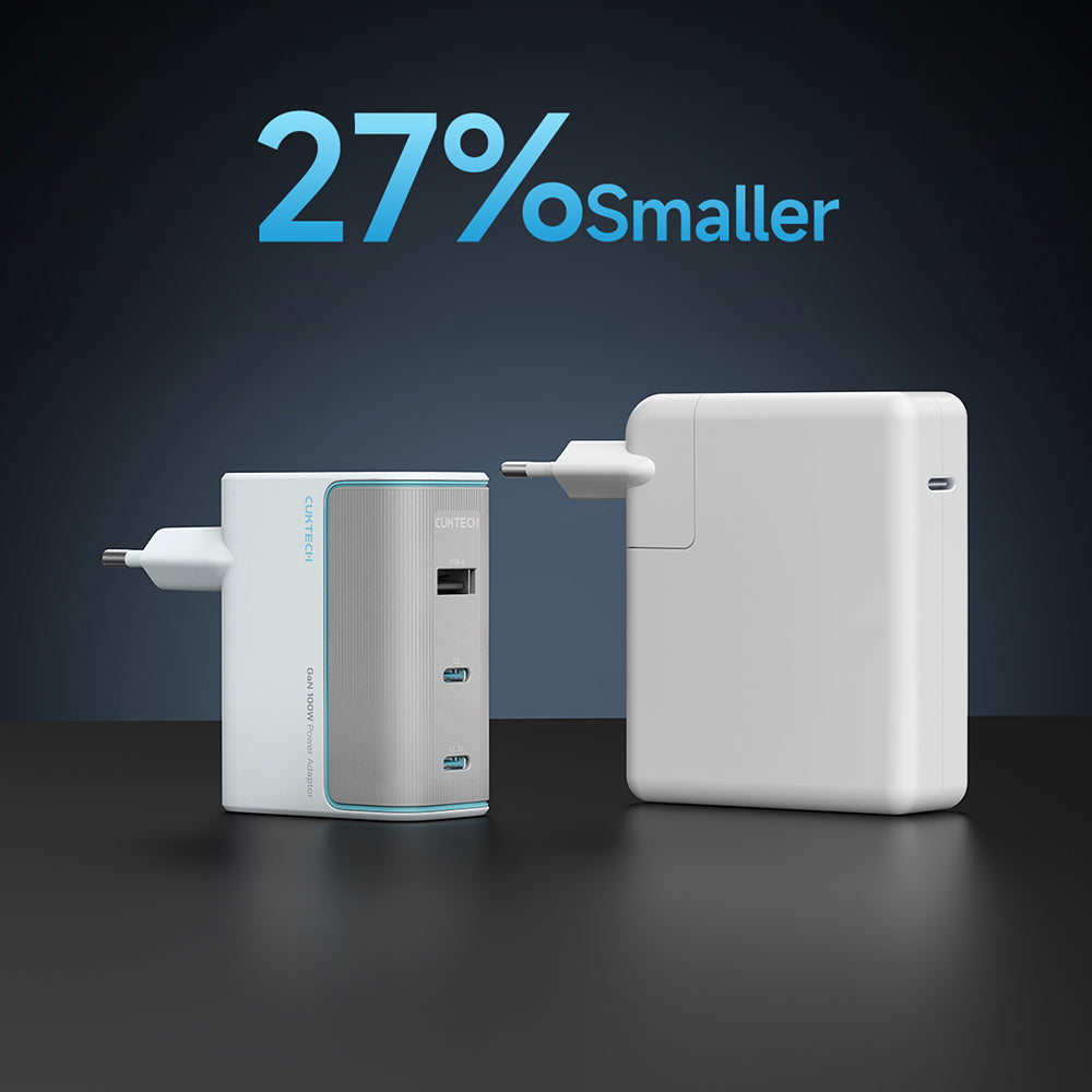 Incarcator Cuktech (AD1003EU), 2x USB-C + USB, 100W, GaN, Alb