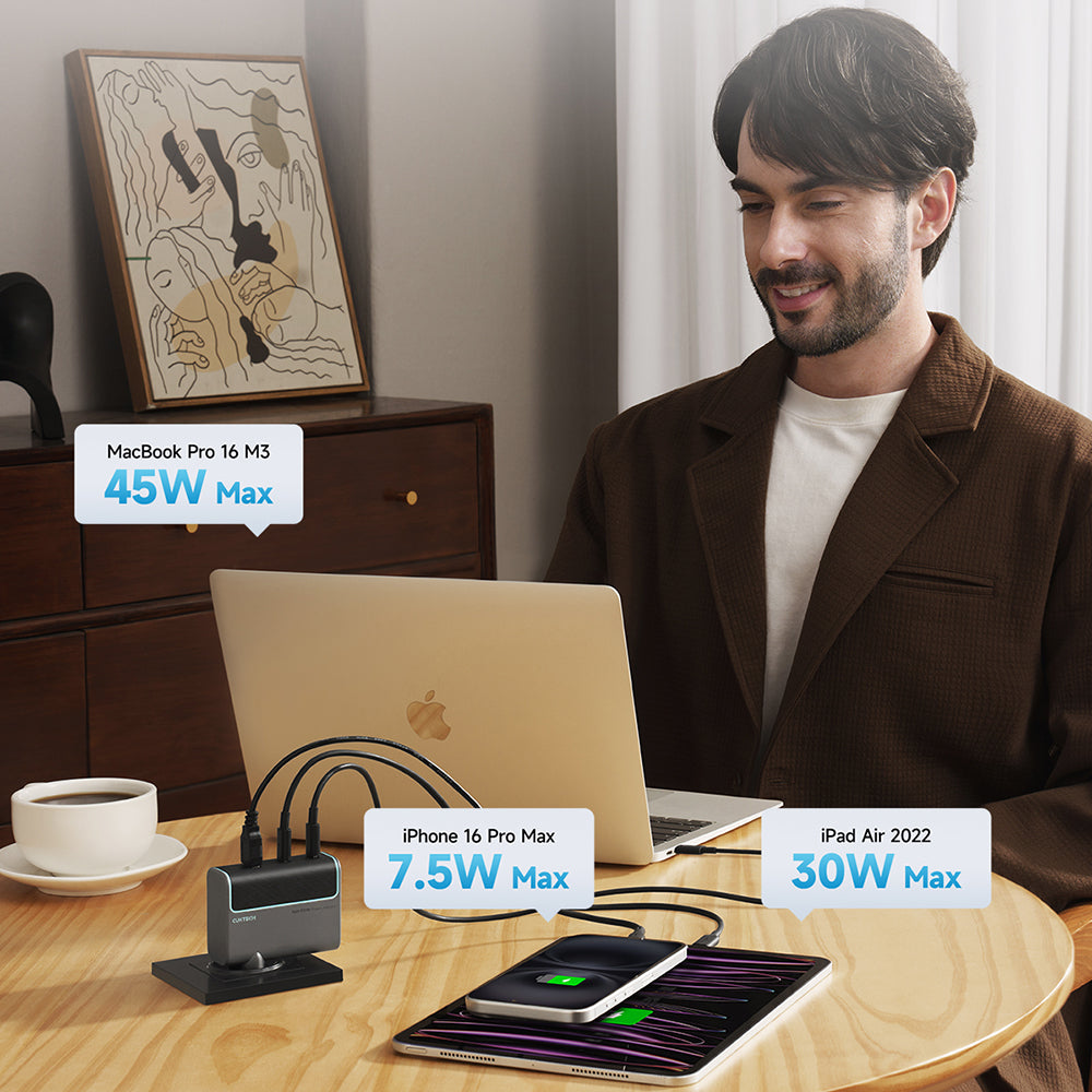 Incarcator Cuktech (AD1003EU), 2x USB-C + USB, 100W, GaN, Gri