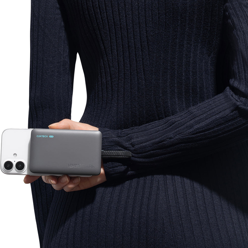 Baterie externa Cuktech WPB100L (CKWPB100LGLBK), 10000mAh, USB-C, 22.5W, Negru