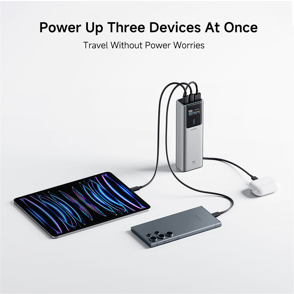 Baterie externa Cuktech PB150P, 15000mAh, 2x USB-C + USB, 120W, Gri