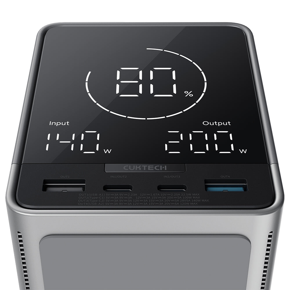 Baterie externa Cuktech P01 (CUKP01CTEUSL), 40000mAh, 2x USB-C / 2x USB, 300W, Negru