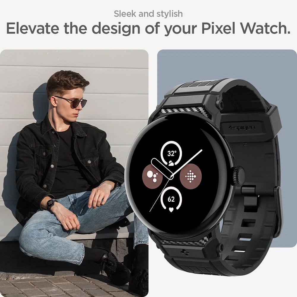 Curea smartwatch Spigen compatibil cu Google Pixel Watch 3 45mm / Watch 4 45mm / Watch 5 45mm, Negru
