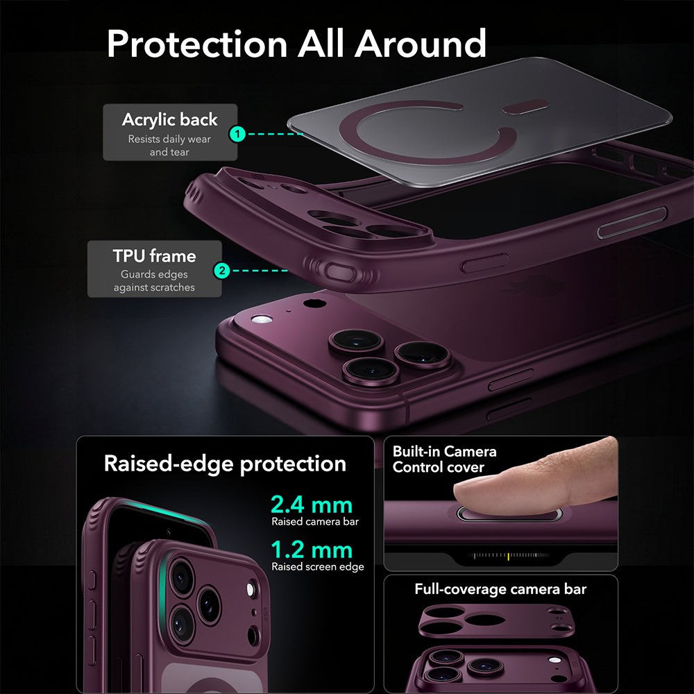 Husa de protectie ESR Classic Hybrid HaloLock compatibil cu iPhone 18 Pro, Bordo