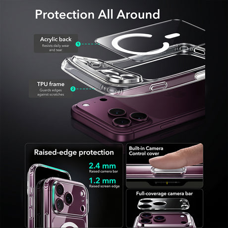 Husa de protectie ESR Classic Hybrid HaloLock compatibil cu iPhone 17 Pro Max / iPhone 18 Pro Max, Transparent