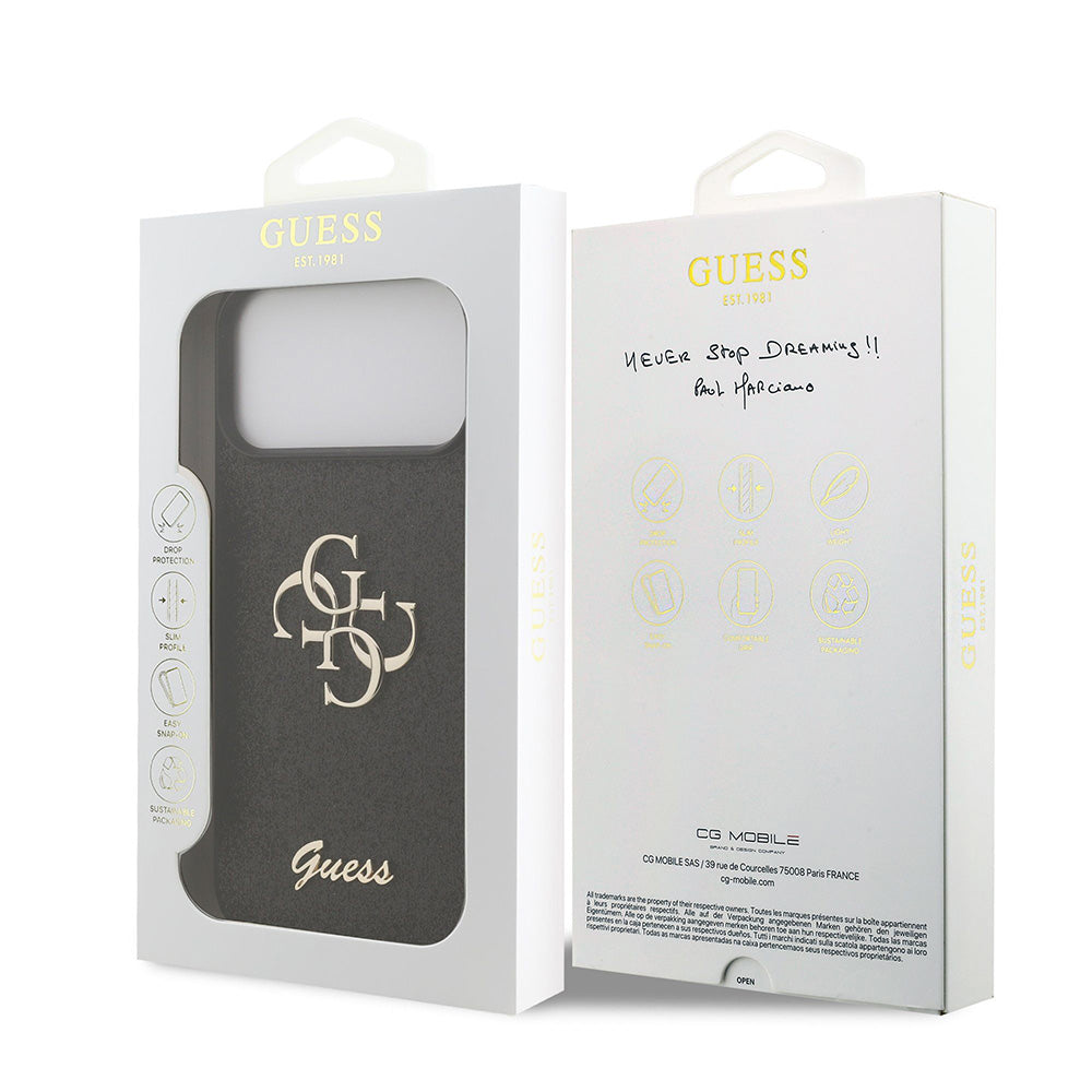 Husa de protectie Guess Glitter Big 4G compatibil cu iPhone 18 Pro Max, Negru
