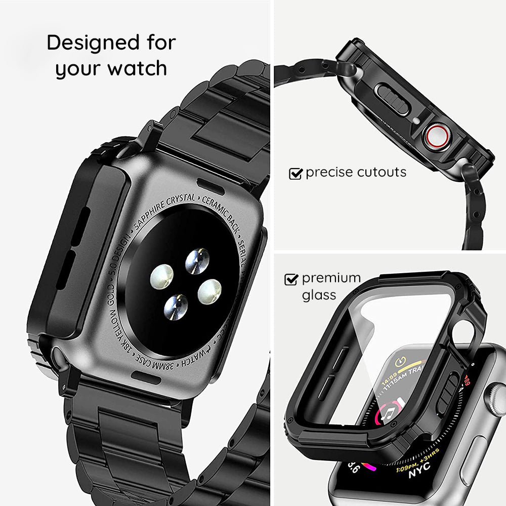 Folie de protectie smartwatch Lito Watch Armor 360 Case + Screen Protector compatibil cu Apple Watch 1 / 2 / 3 (42mm), Albastru