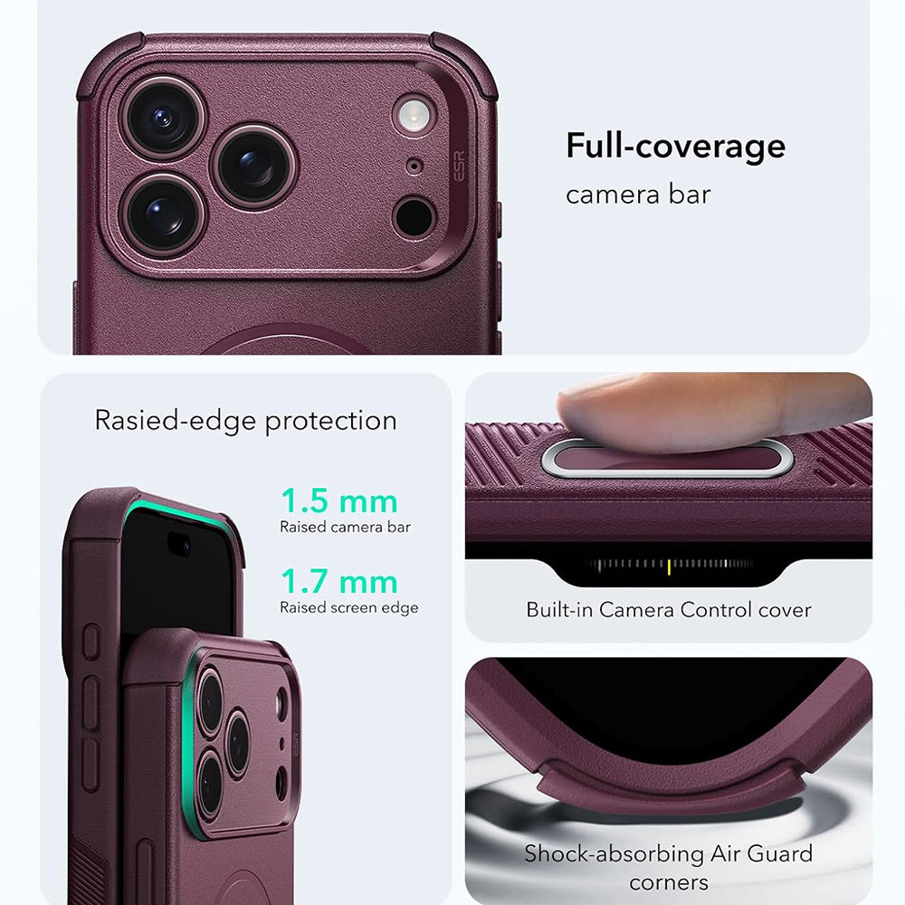 Husa de protectie ESR Cyber Halolock compatibil cu iPhone 18 Pro / iPhone 17 Pro, Bordo