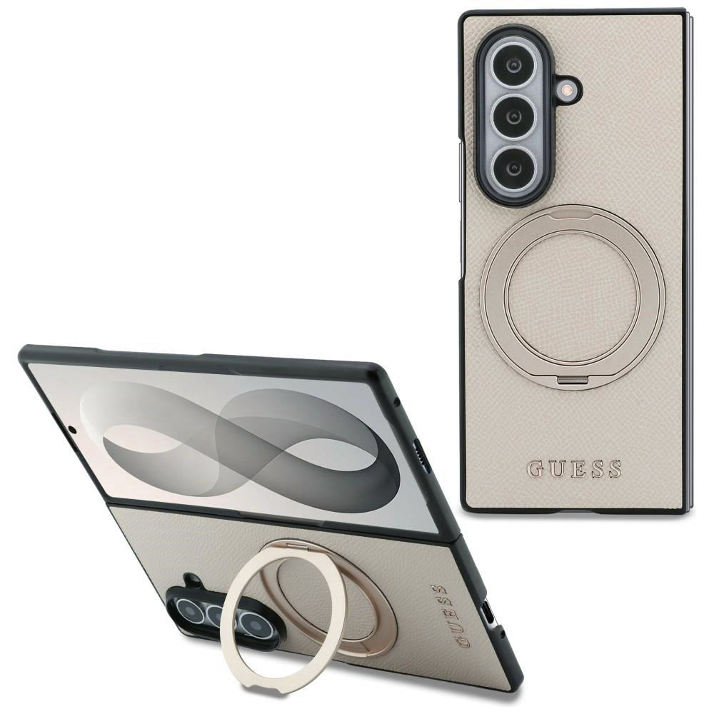 Husa de protectie Guess Ring Stand compatibil cu Samsung Galaxy Z Fold8 Ultra, Bej