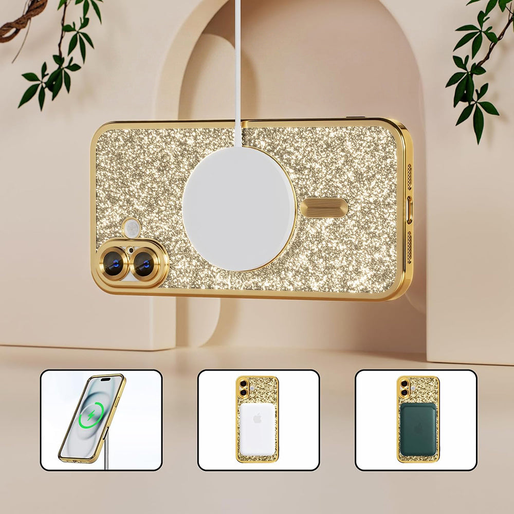 Husa de protectie Techsuit Luxury Glitter MagSafe compatibil cu iPhone 18 Pro Max / iPhone 17 Pro Max, Argintiu