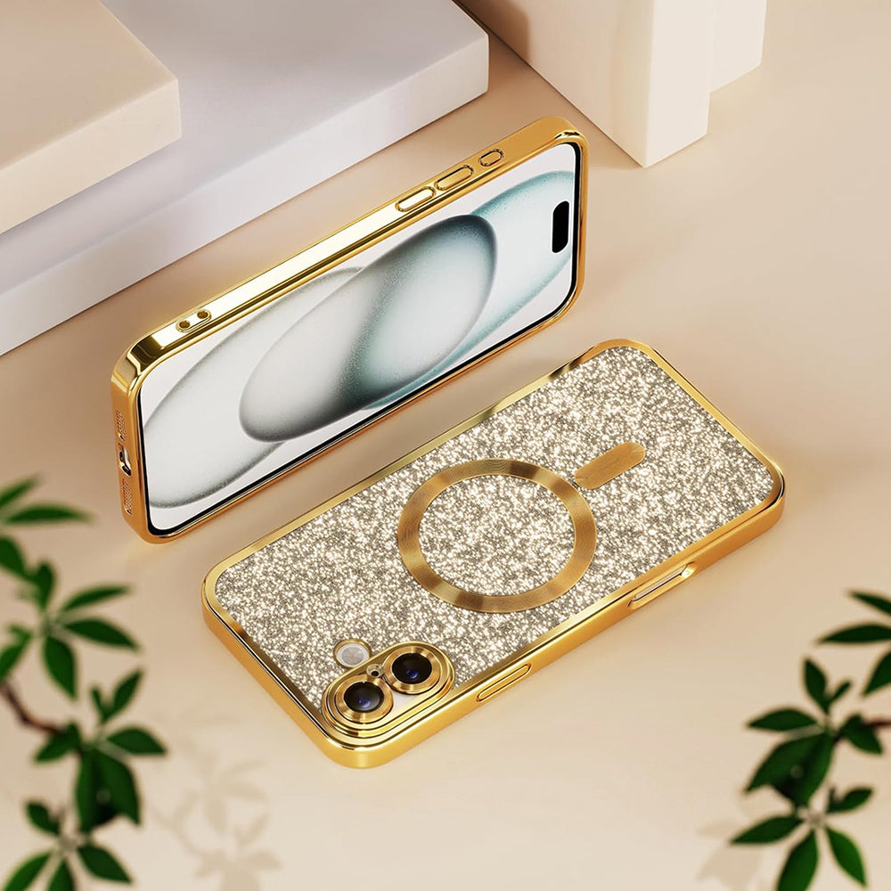Husa de protectie Techsuit Luxury Glitter MagSafe compatibil cu Samsung Galaxy A27 5G, Roz Auriu
