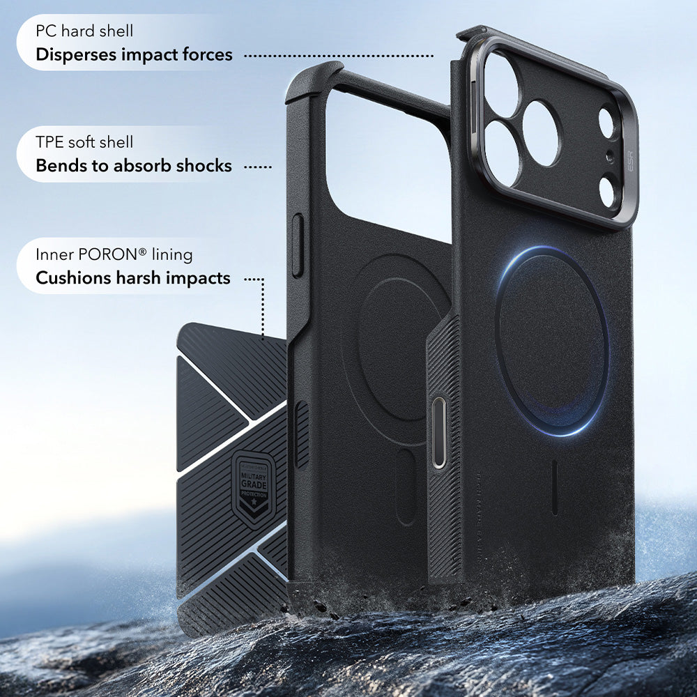 Husa de protectie ESR Cyber Armor compatibil cu iPhone 17 Pro Max / iPhone 18 Pro Max, Negru
