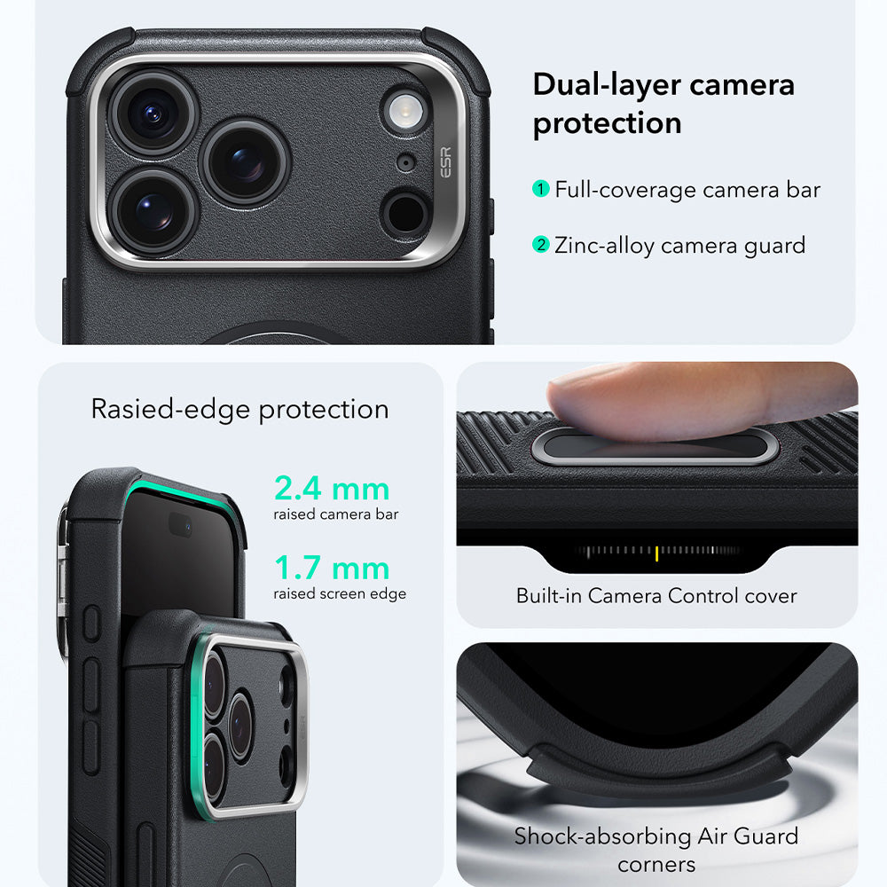 Husa de protectie ESR Cyber Armor compatibil cu iPhone 17 Pro Max / iPhone 18 Pro Max, Negru