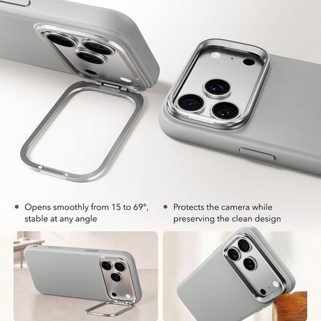 Husa de protectie ESR Atelier Magnetic Kickstand compatibil cu iPhone 17 Pro / iPhone 18 Pro, Gri