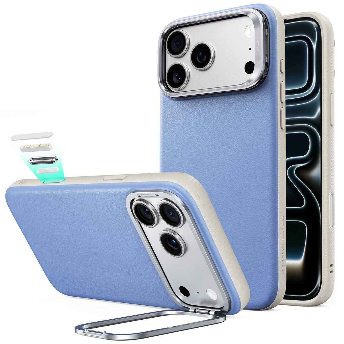 Husa de protectie ESR Atelier Magnetic Kickstand compatibil cu iPhone 18 Pro / iPhone 17 Pro, Albastru