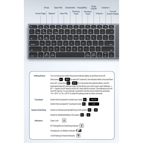 Tastatura Dux Ducis (LK Series), Wireless Bluetooth 5.0, Negru