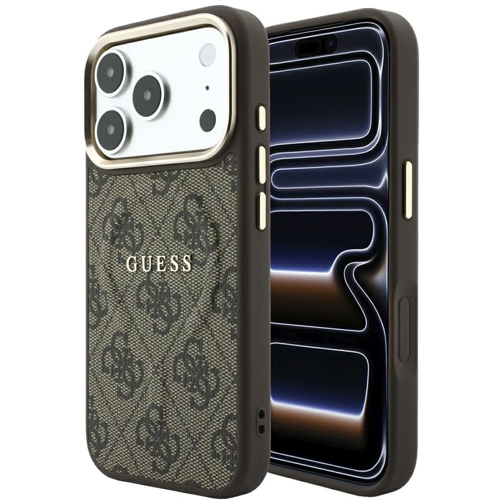 Husa de protectie Guess 4G Embossed Classic compatibil cu iPhone 18 Pro / iPhone 17 Pro, Maro