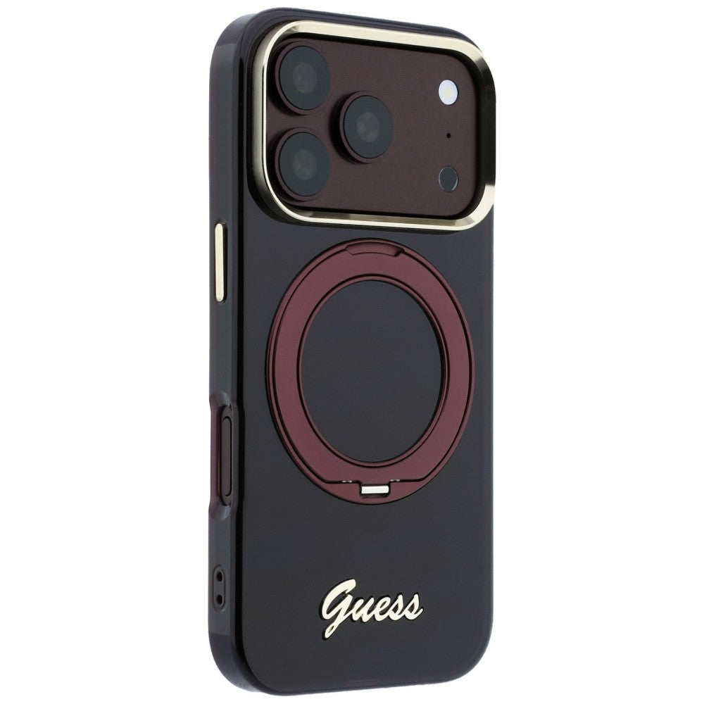 Husa de protectie Guess Ring Stand compatibil cu iPhone 18 Pro Max / iPhone 17 Pro Max, Bordo