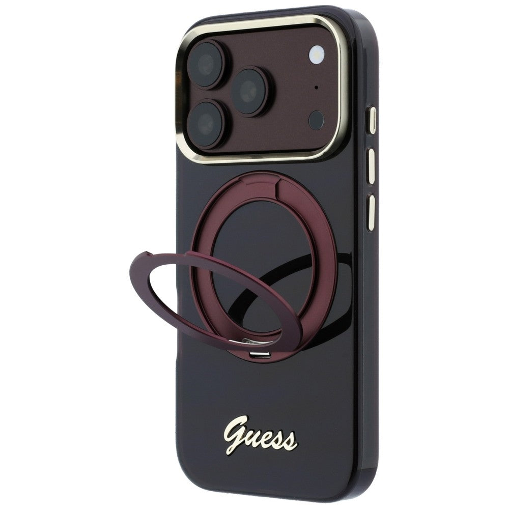 Husa de protectie Guess Ring Stand compatibil cu iPhone 18 Pro / iPhone 17 Pro, Bordo