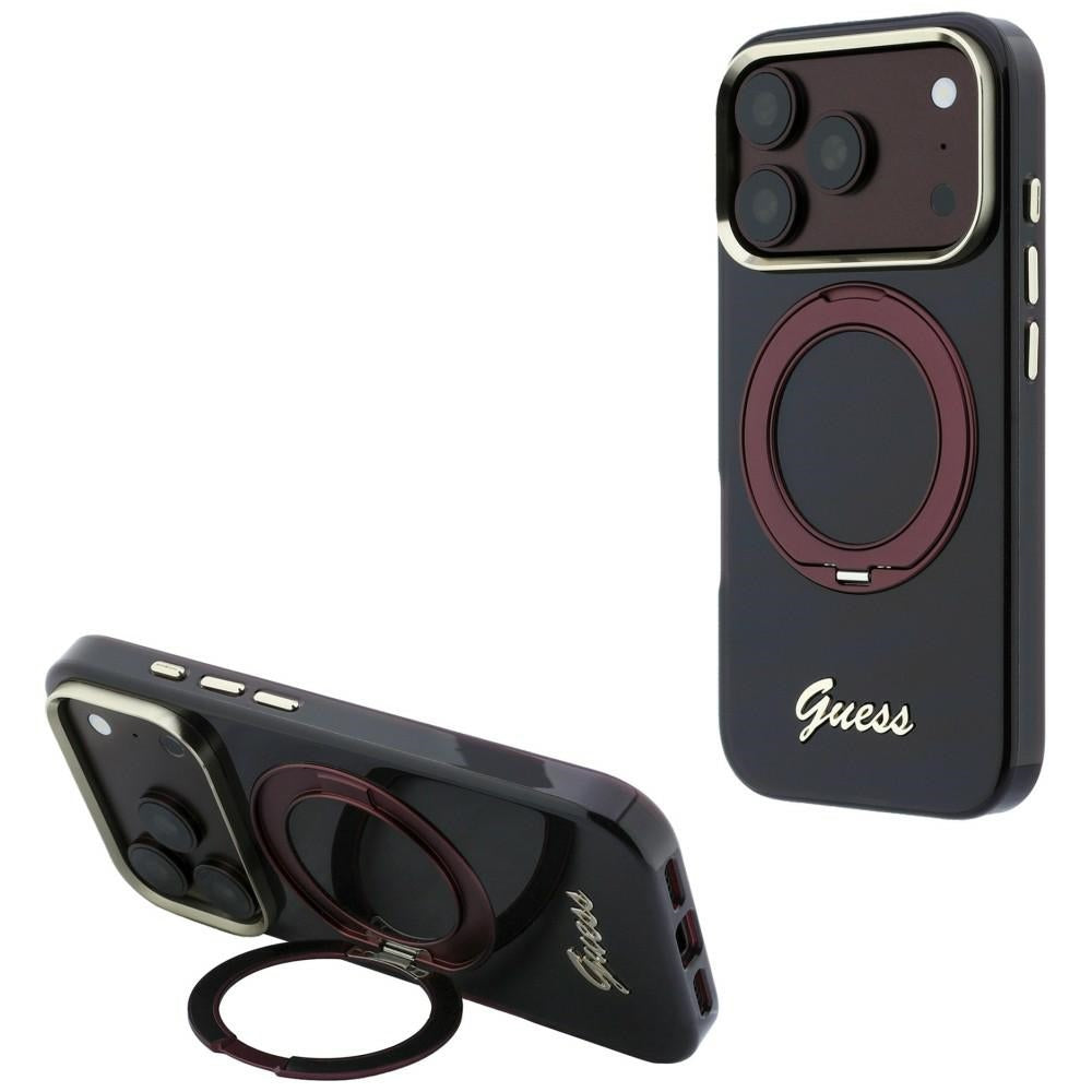 Husa de protectie Guess Ring Stand compatibil cu iPhone 18 Pro / iPhone 17 Pro, Bordo