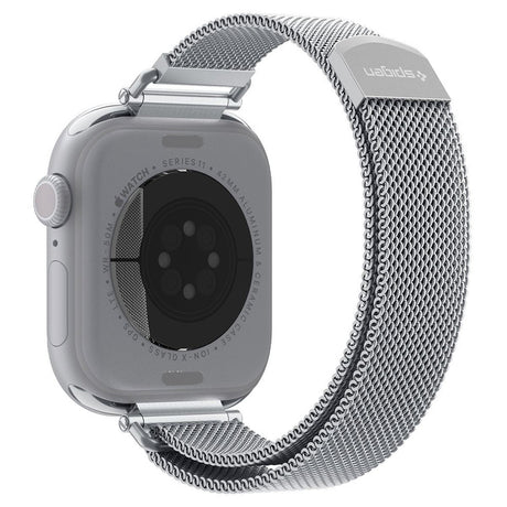 Curea smartwatch Spigen WBM4 compatibil cu Apple Watch 12 / 11 / 10 / 9 / 8 / 7 / SE, Argintiu