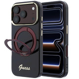 Husa de protectie Guess Ring Stand compatibil cu iPhone 18 Pro Max / iPhone 17 Pro Max, Bordo