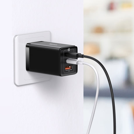 Incarcator Baseus (CCGP120201), 2xType-C + USB, 65W, Negru