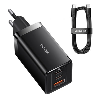 Incarcator Baseus (CCGP120201), 2xType-C + USB, 65W, Negru