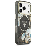 Husa de protectie Guess IML Glitter Flowers Triangle compatibil cu iPhone 18 Pro, Negru
