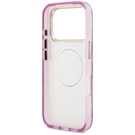 Husa de protectie Guess IML Glitter Flowers Triangle compatibil cu iPhone 18 Pro / iPhone 17 Pro, Mov